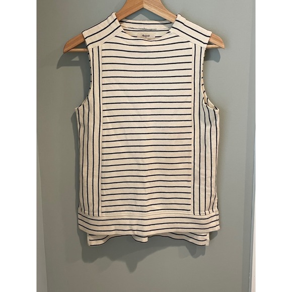 Madewell Striped Sleeveless Mock Neck Tank Top - Women's Size Small - Picture 2 of 7